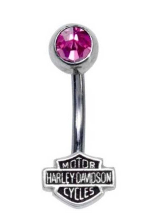 Harley-Davidson Women's Pink Cubic Zirconia Bar & Shield Belly Jewel HDZ0039